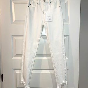 White Raw Edge Mid Rise